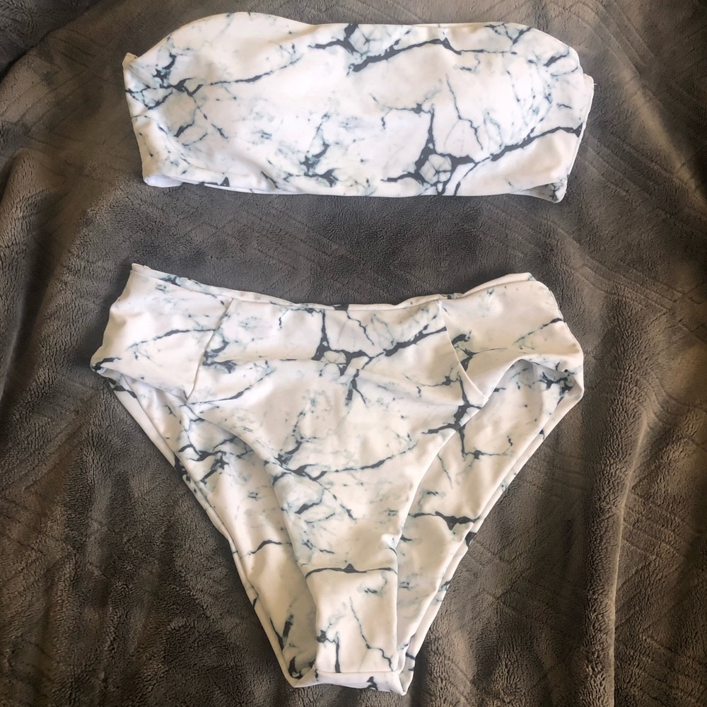 Zaful Marble Two Piece Bikini Set - Picture 1 of 5